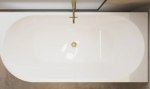 Balneo AVOLA Wanna wolnostojąca narożna prawa 160 x 80 cm biała akrylowa z ramą ze stali nierdzewnej i 6 nóżkami stabilizującymi z przelewem i korkiem złotym J0101040402-1