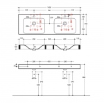 Kerasan 353681 CENTO umywalka 140X45 dwukomorowa S/A NOCCIOLA