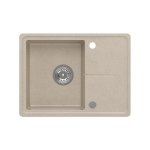 Quadron TONY 116 GraniteQ zlewozmywak granitowy river sand (beż) 1-komorowy z/o (60x45x18,5), z syfonem i zaślepką stal szlachetna HTO6045BEK