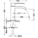 Tres CUADRO Bateria jednouchwytowa umywalkowa-00610101NM