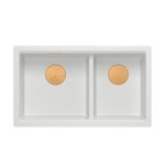QUADRON | LOGAN 120 | granitowy zlewozmywak kuchenny SNOW WHITE + MIEDŹ PVD | wymiar: 76 x 45 x 23,5 cm | 2-komorowy wpuszczany | podbudowa szafki od: 80 cm HQL7645U1PVDC1I