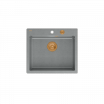 QUADRON MORGAN 110 GraniteQ zlew 1 komora silver stone/elementy miedziane 570x500x220  HB8304U5C1P2O
