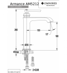 Omnires Armance bateria umywalkowa wysoka AM5212CR /24H
