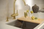 Quadron LOGAN 100 GraniteQ zlewozmywak pearl beige 56x45x21,5 cm 1-komorowy podwieszany z syfonem manualnym miedziany HQJ6045U2PVDC1U