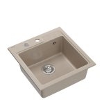 Quadron PETER 110 GraniteQ zlewozmywak granitowy pearl beige (beżowy) 1-komorowy z/o (50x52x20) z syfonem i zaślepką HCQP5052BEZP
