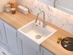 QUADRON BILL 110 GRANITEQ zlewozmywak wpuszczany 1-komorowy 595x540x205 mm, snow white / elementy miedziane HCQB6054U1PVDC1
