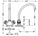 Tres Cocina Bateria dwuuchwytowa kuchenna 123342 Chrom