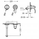 Tres Clasic Bateria podtynkowa umywalkowa Mosiądz Antyczny Matowy 24220001LM