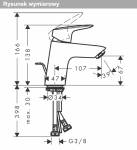 Hansgrohe Logis Jednouchwytowa bateria umywalkowa 70 z kompletem odpływowym z cięgłem chrom 71070000