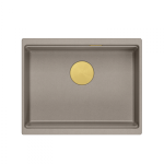 Quadron LOGAN 100 GraniteQ zlewozmywak soft taupe 56x45x21,5 cm 1-komorowy podwieszany z syfonem manualnym złoty HQJ6045U4PVDG1U
