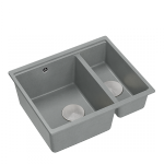 QUADRON | LOGAN 150 | granitowy zlewozmywak kuchenny SZARY + STAL | wymiary: 55,5 x 46 x 22 cm | 1,5-komorowy wpuszczany | podbudowa szafki od: 60 cm HCQL5646U5BSI