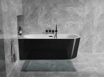 Besco Avita A-line B&W wanna wolnostojąca czarno/biała 160 P + syfon klik-klak złoty z przelewem slim WAA16ABPZS
