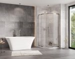 Besco Zarya Chrom kabina półokrągła 80 + brodzik Axim Stone Effect Black 80 ZCAXS80190