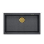 Quadron LOGAN 110 GraniteQ zlewozmywak black diamond 76x44x23,5 cm 1-komorowy podwieszany z syfonem manualnym złoty HQD7644U8PVDG1U