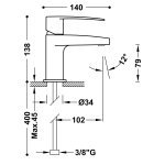 Tres Flat bateria umywalkowa z korkiem 20410301D
