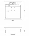 Quadron PETER 110 GraniteQ zlewozmywak granitowy pearl beige (beżowy) 1-komorowy z/o (50x52x20) z syfonem i zaślepką HCQP5052BEZP