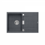 Quadron OWEN 111 GraniteQ zlewozmywak z syfonem Push 2 Open 1-komorowy z/o (760x500x215; kom. 330x430) black diamond / elementy stalowe HQO7650U8BS