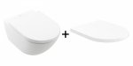 Villeroy & Boch Subway 3.0 Zestaw Combi-Pack Toaleta WC 56x37 cm bez kołnierza + deska wolnoopadająca biała Ceramicplus 4670TSR1  VB091104