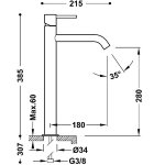 Tres STUDY Bateria jednouchwytowa umywalkowa XXL-26230801TRO