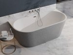 Besco Vica New Glam Grafitowy wanna wolnostojąca 150 + klik-klak gun metal z przelewem slim WA150VNGG