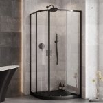 Besco Zarya Black kabina półokrągła 80 + brodzik Axim 80 ZBAX80190