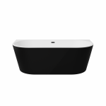 Besco Vica New B&W wanna wolnostojąca czarno/biała 160 + klik-klak chrom z przelewem slim WAS16VNB