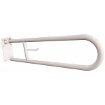 ANDEX Bez Barier Uchwyt półokrągły uchylny 75cm z płytą i wieszakiem na papier 820/W/75B stal nierdzewna biały
