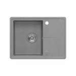 Quadron TONY 116 GraniteQ zlewozmywak granitowy silver stone (szary) 1-komorowy z/o (60x45x18,5), z syfonem i zaślepką stal szlachetna HTO6045SZK