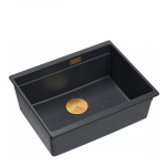 Quadron LOGAN 100 GraniteQ zlewozmywak black diamond 56x45x21,5 cm 1-komorowy podwieszany z syfonem manualnym miedziany HQJ6045U8PVDC1U