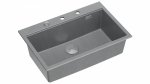 Quadron MARC 110 WORKSTATION GraniteQ zlewozmywak 1-komorowy 760*500*235 mm silver stone + syfon push to open + dozownik stal szcz.+ wkładka ociekowa+ Qmata +deska/ elementy stalowe HQM7650U5BS