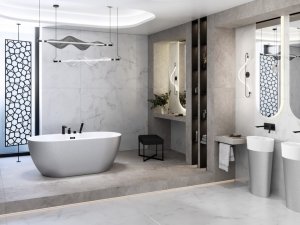 Besco Navia Glam wanna wolnostojąca 150 Srebrna + maskownica syfonu z przelewem biała WA150NSB