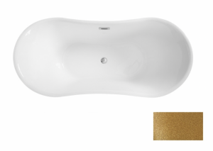 Besco Amber Glam wanna wolnostojąca 170 Złota + maskownica syfonu z przelewem biała WAS170AZB