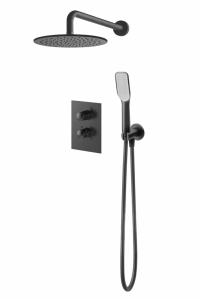 VEDO ALETTA NERO Kompletny system natryskowy podtynkowy III TERMO deszczownica o śr. 30 cm VBA5223/30/CZ/TERMO czarny mat