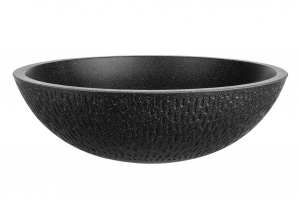 Laveo Umywalka nablatowa granitowa okrągła Amber czarna 41 cm VGR1721T