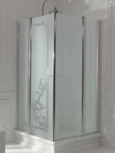 Kerasan Kabina kwadratowa szkło dekoracyjne przejrzyste profile złote 100x100 Retro 9148N1