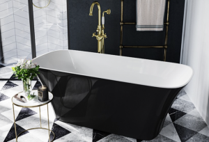 Besco Assos S-Line B&W wanna wolnosrtojąca + klik-klak chrom czyszczony od góry WMD160ABC