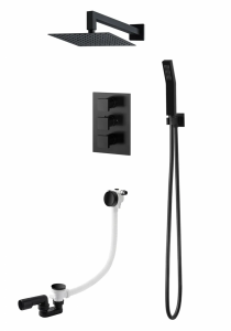 VEDO SETTE NERO Kompletny system wannowo-natryskowy podtynkowy III TERMO deszczownica 30 x 30 cm VBS7233/30/CZ/TERMO czarny mat