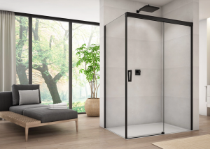 Ronal Sanswiss ścianka boczna 110x200 cm, szkło przezroczyste, profile BLACK LINE czarny mat CAST1100607