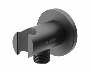 VEDO PREMIO I Przyłącze kątowe z uchwytem słuchawki natryskowej VSN0026/CZ czarny mat