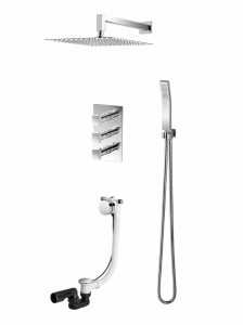 VEDO SETTE CROMO Kompletny system wannowo-natryskowy podtynkowy II TERMO deszczownica 300 x 300 mm VBS7232/30/CH/TERMO chrom