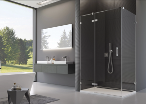 Ronal Sanswiss drzwi jednoczęściowe ze ścianką stałą w linii 90-160x200 cm, szkło satyna, profile chrom PU13DSM11049