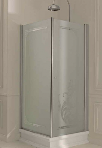 Kerasan Retro Kabina prostokątna lewa szkło dekoracyjne przejrzyste profile złote 80x96 9143N1