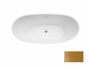 Besco Ayla Glam 170 wanna wolnostojąca Srebrna + maskownica syfonu z przelewem złota WA170AYSZ