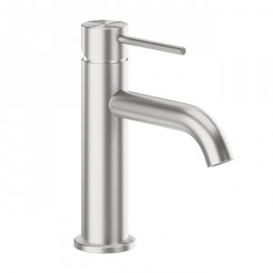 KFA Armatura Flint bateria umywalkowa srebrna stal nierdzewna 16.5 cm z korkiem klik-klak 93832040