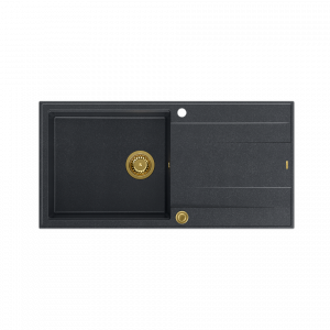 QUADRON EVAN 146 XL GraniteQ zlewozmywak z syfonem Push 2 Open 1-komorowy z/o (1000x500x210; kom. 420x480) black diamond / elementy złote HCQE10050U8PVDG1P2O