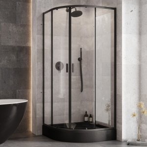 Besco Zarya Black kabina półokrągła 90 ZPB90190C