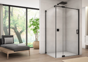 Ronal Sanswiss ścianka boczna 100x200 cm, szkło przezroczyste, profile BLACK LINE czarny mat CAT31000607