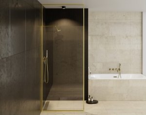 Besco ICON GOLD Kabina walk-in ze wspornikiem sufitowym 120cm Złoty ICG120200C