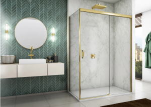 Ronal Sanswiss ścianka boczna 100x200 cm, szkło przezroczyste, profile GOLD LINE złoty CAST1001207