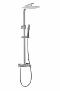 AQG System prysznicowy Luxor jednouchwytowa QB Chrom, Deszczownica Atlas 20 x 20 21LUC20QBL02
